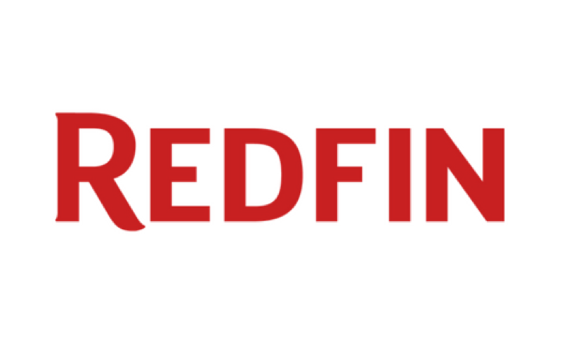 Redfin real estate logo, a red house inside a map pin beside the wordmark